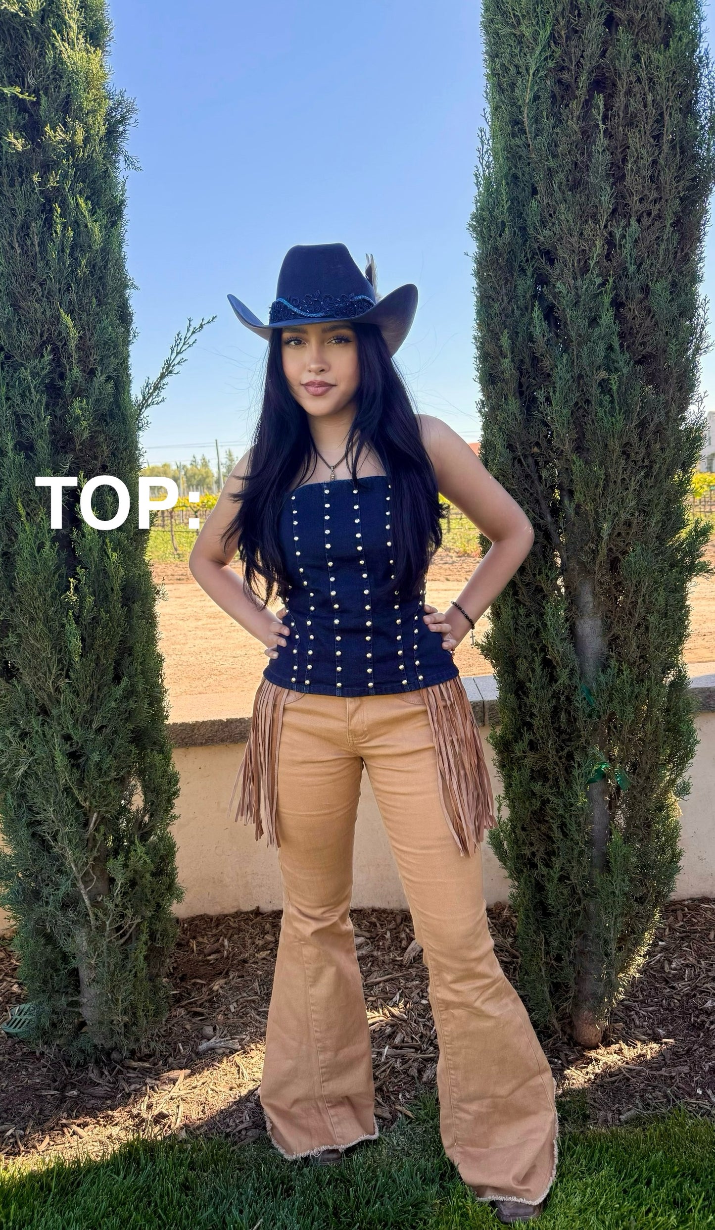 Miranda 2 Piece Studded Jumpsuit (Denim)