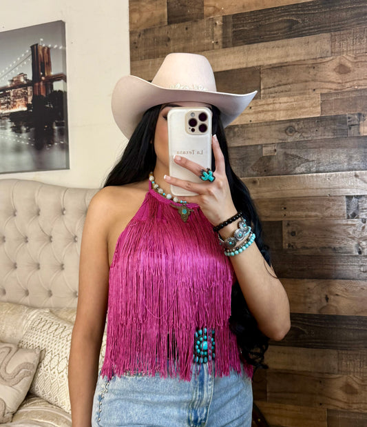 Halter Neck Fringe Bodysuit