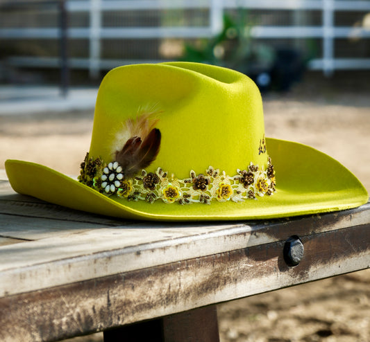Texana Wool Felt Hat: NEON GREEN