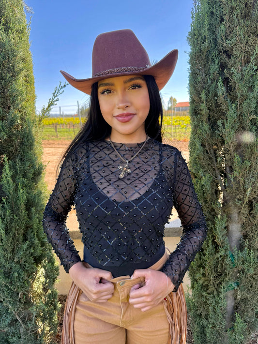 Rodeo Pearl Mesh Top